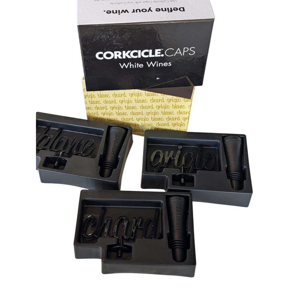 CORKCICLE CAPS Wine Bottle Stoppers Red White Wine 6 Caps Grigio Pinot Cab